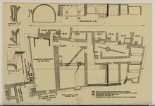 216501 Plattegrond ven doorsneden van het paleis Lofen te Utrecht; met plattegronden van de aangrenzende kelders van de ...